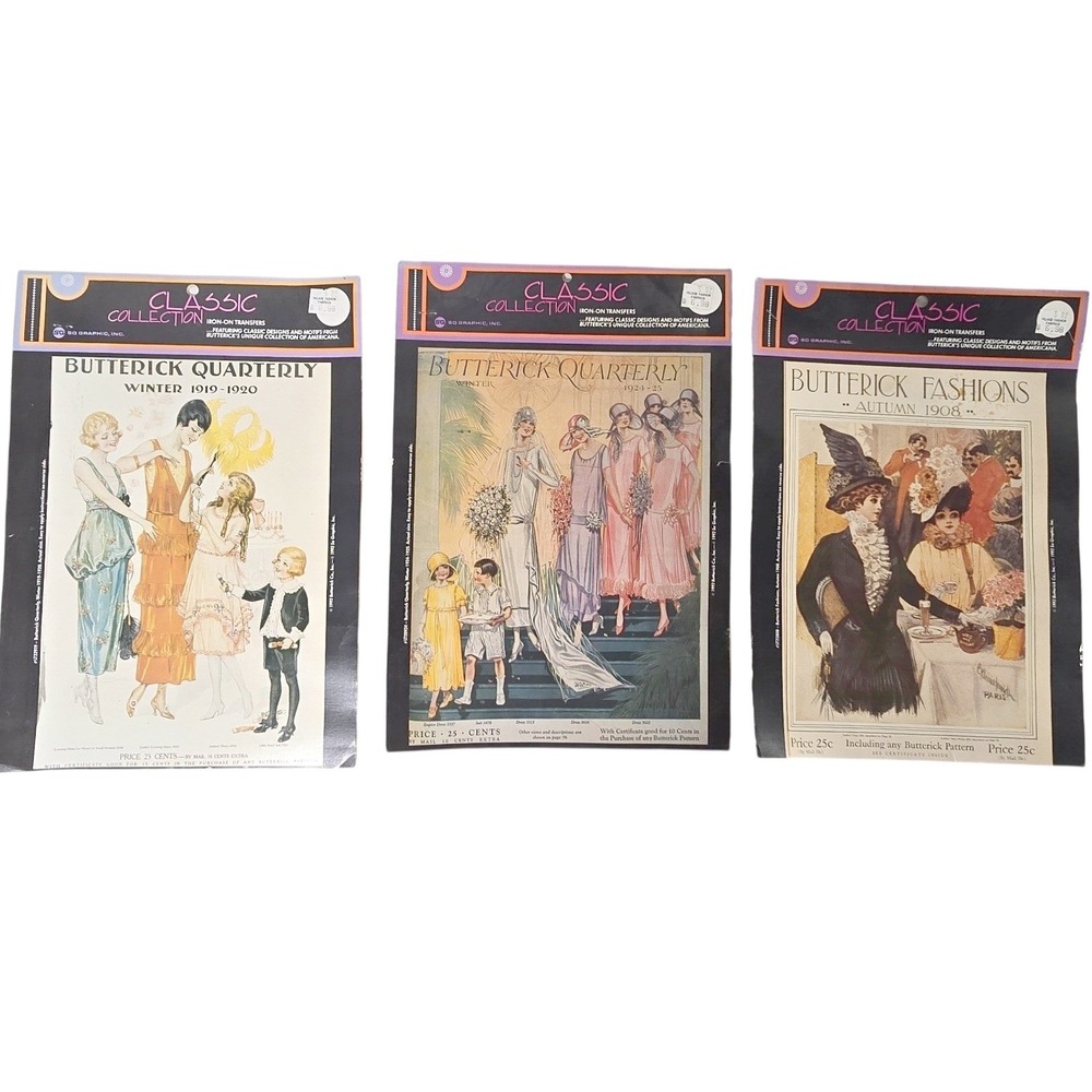 Butterick Classic Collection Vintage Fashion Iron-On Transfers 3 ears Large